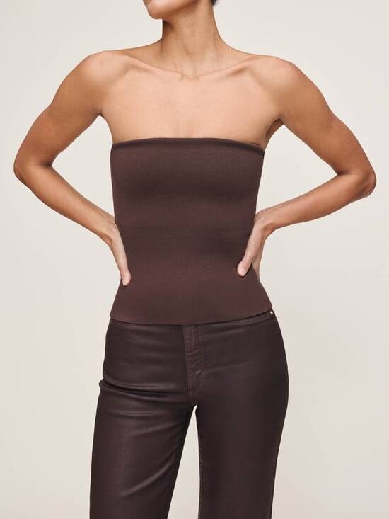 DL1961 Tops - DL1961 Tube Top Instasculp Fine Knit in Brown XS NEW Minimalist QuietLuxury